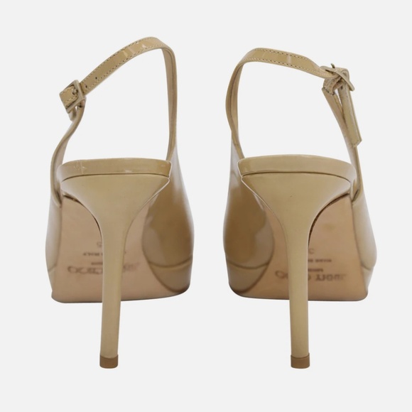 Jimmy Choo Platform Slingback Sandals In Nude Patent Leather - Picture 3 of 3